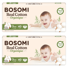 보솜이 리얼코튼 오가니크 밴드형 기저귀 남여공용, 3단계, 80매