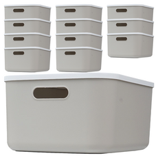 가규 국내제조 모던 라운드 팬트리 리빙박스, 그레이, M, 12개