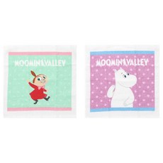 MARUSHIN 丸真 Moomin 純棉洗臉巾2件組 附提把外盒, 1組, 姆明和小不點