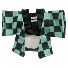 SassyDog 格子風和服 單層刷毛, 綠色, 1件