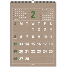 RIHOON 復古壁掛日曆 A2, 混色, 1入