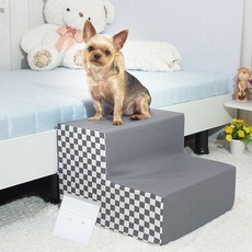 ggassine 2層棉質寵物方形階梯+防水套, 灰色格紋款