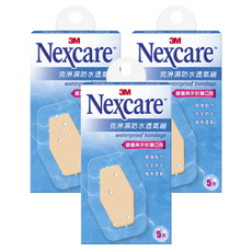 3M Nexcare 克淋濕防水透氣繃 滅菌 膝蓋與手肘傷口用, 5片, 3盒