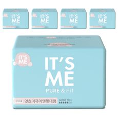 잇츠미 퓨어앤핏 생리대, 대형, 10개입, 5개