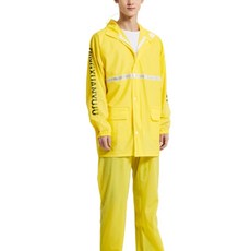 블루시즌 레인 자켓 심리스 방수 안전 우비 상하의 세트, 옐로우, 1개