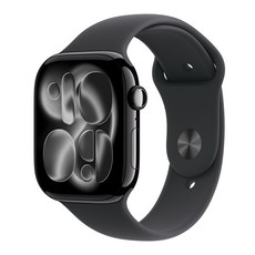 Apple 2025 애플워치 11, 제트 블랙, 46mm, GPS+Cellular, 알루미늄,제트 블랙/블랙 스포츠 밴드, S/M