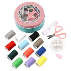 P&K 家用迷你針線盒套組 縫紉用品收納盒, 粉紅色(外殼), 1套