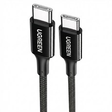 UGREEN 綠聯 100W 雙USB-C 快充充電線 傳輸線, 1m, 黑色, 1條
