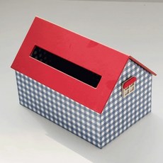 DEMIMOOD Mini Pick 紅色小屋抽取式面紙盒, 1個, 格紋藍