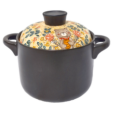 Royal Duke 有古窯 鋰輝石日式直身砂鍋，蜂蜜小熊圖案，3.5L, 1個