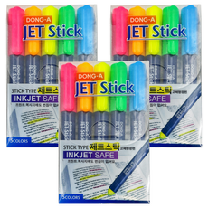 DONG-A 果凍螢光筆 JET Stick 透光感 STICK TYPE, 多色, 3組