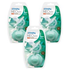 US baby 優生 新3代neo安撫奶嘴 拇指 Set, 去舌苔設計 檔片菱格紋, 附保潔蓋, L, 綠色, 3組