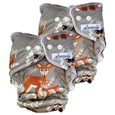 sloomb OBF 有機竹棉夜用布尿布 70%竹纖維/30%有機棉 柔軟材質 防側漏設計, 森林甜心 灰色, 2件