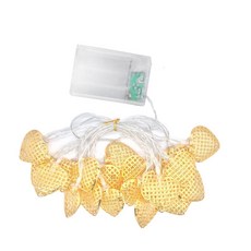 更整潔 LED燈串 遙控器 愛心鐵藝 浪漫庭園 暖光 2m 20燈, 電池版