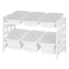 리빙스마일 이동식 트롤리 프레임 바구니 정리함 C 혼합형 6p, 화이트, 1개