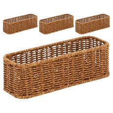 house recipe. PP藤編1格抽屜整理架, 棕色, 4個