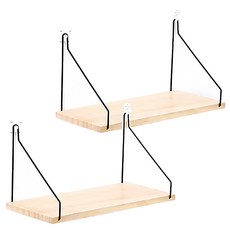 E.dot 北歐風木質隔板置物架 原木色 木板金屬材質 尺寸30x15x1cm, 2個