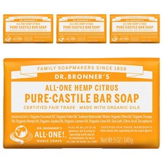 닥터브로너스 시트러스 퓨어 캐스틸 바 솝, 140g, 4개