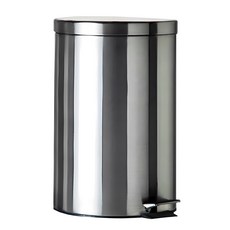 不鏽鋼腳踏式垃圾桶, 內外桶分離設計, 防滑鋼腳踏, 緩慢下降阻尼器, 3L 5L 8L 12L 20L, 29 x 45.5cm, 銀色, 1個