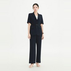 Roem 女款亞麻感單褶寬版西裝褲