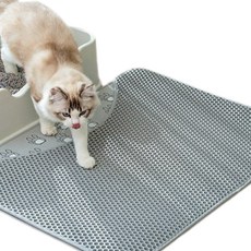 BUTU PET 貓咪圖案雙層沙漠化防止蜂巢沙墊, 灰色的