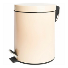 EXCELSA Cleany腳踏式垃圾桶, 5公升, 腳踏開啟, 可拆卸塑膠內桶, 方便運輸的把手, 23.5 x 23 x 27.5cm, 米黃, 1個