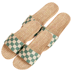 THE ZAKKA 亞麻格紋客廳鞋, 綠色, 2組