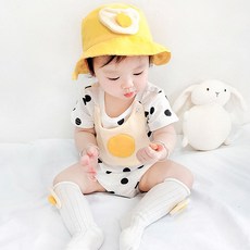 JOY MULTI 荷包蛋造型短袖包屁衣+脖圍+帽子