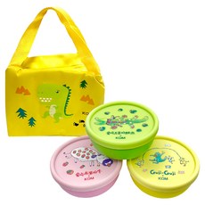 KOM 316不鏽鋼童書聯名兒童隔熱碗, 青菜鱷魚 + 水果牛 + Guji Guji, 1組