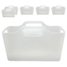 HIMARAYA 軟質手提把收納籃, 霧透明色, 6個