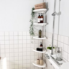 LIVING HAPPY Virtue Nine 浴室邊角架 5層, 白色, 1個