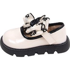 BEBEMARU 女童花朵荷葉邊蝴蝶結皮鞋 9909