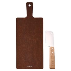 NEOFLAM 台灣原廠公司貨 ROCCA系列 天然木纖維手柄砧板+ 奶酪刀, 原木色, 1組