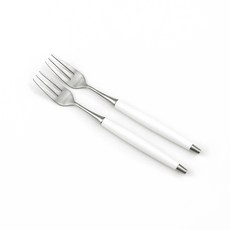 Bogen 韓國製造 Le Bien 緞面餐具 茶叉, 2個, 白色