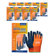 HANWOO 乳膠塗層防水 Water Grip 冬季手套, 10套, 混色