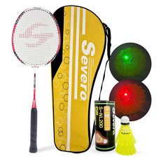 Severo 碳纖維羽球拍 Carbon Power 5 Mini 1入+夜光羽球 2入組, 單一商品, 1套