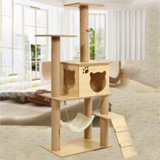 마이독 고양이 원목 캣타워, 혼합색상, 1개