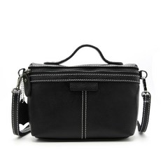Lulubag 女用牛皮Miju斜背包, 黑色(包), 隨機出貨(配件)