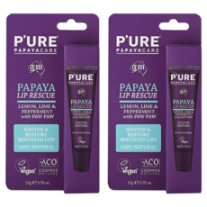 P'URE PAPAYACARE 淨天然木瓜護唇膏加強滋潤版, 10g, 2條