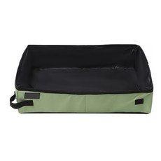 寵物夢工廠 攜帶式可折疊防水貓砂盆, 綠色, 1個