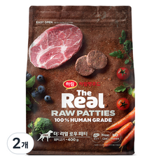 하림펫푸드 더리얼 어덜트 강아지 로우 패티 동결건조사료, 돼지, 400g, 2개