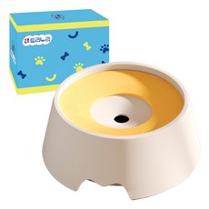 토리누리 강아지 입이 젖지 않는 물그릇, 노란색, 1개