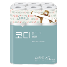 CODI 雙層印花捲筒衛生紙，45M 超長設計, 24捲, 1袋