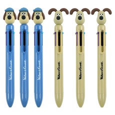 핑크풋 3000 월레스와 그로밋 피규어 6색 볼펜 2종 세트 0.7mm, 베이지 + 블루, 3세트