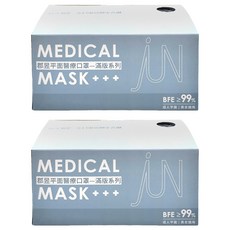 JUN 郡昱 成人平面滿版醫療口罩, 夏雪草灰, 50片, 2盒