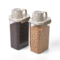 셰프토프 글라스락 간편 오픈 잡곡통, 웜그레이, 2개