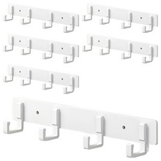 免鑽孔黏貼式多用途壁掛掛鉤衣架掛架 4鉤, 白色, 6個