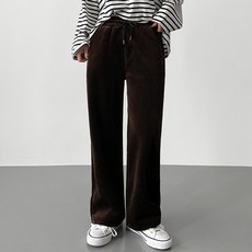 jalbba jean 女款燈芯絨絲絨鬆緊腰帶直筒長版刷毛長褲