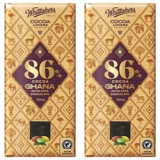 Whittaker's Cocoa Lovers 86%迦納黑巧克力, 2塊, 100g
