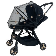 Afreebe 嬰兒車蚊帳 防蟲網 遮陽罩, 1個, 小熊黑色